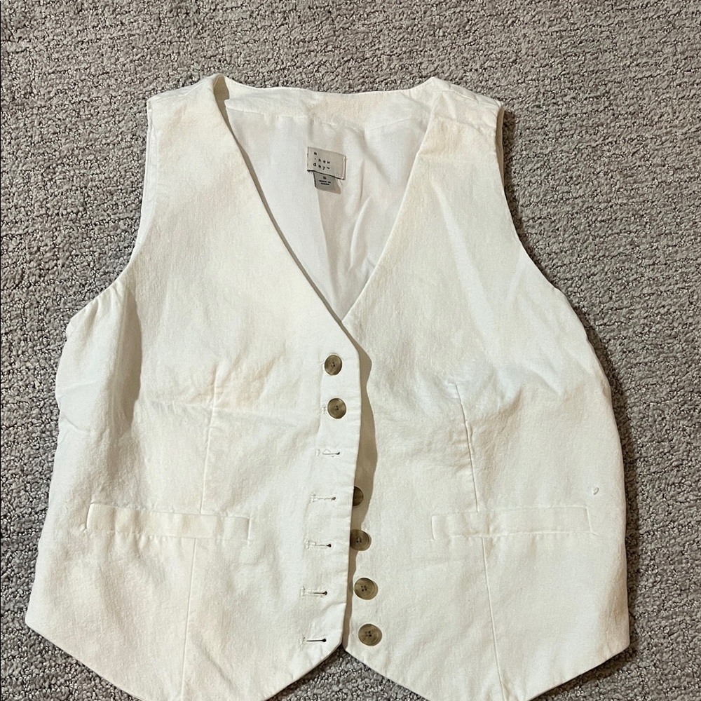 a new day Cream Sleeveless Button Vest